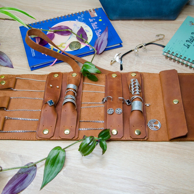 Travel Jewelry Case Organizer Jewelry Leather Jewelry Roll Etsy