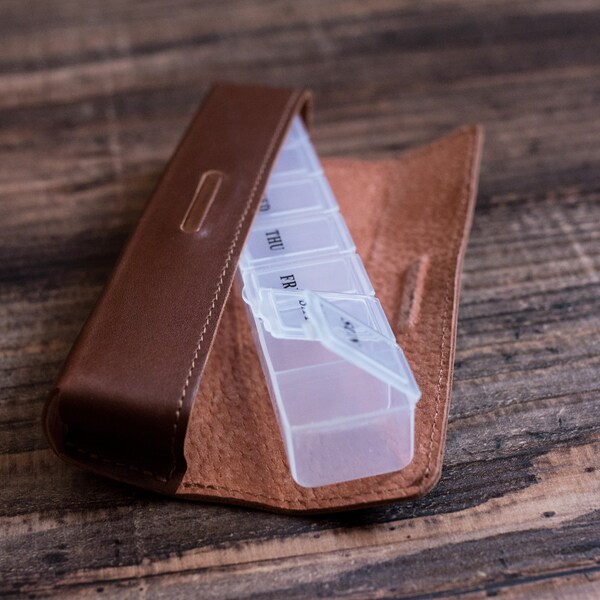 Leather Weekly Pill Case Etsy