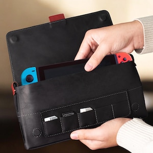 パーソナライズされたレザー製Nintendo Switchケース、カスタムゲーミングトラベルバッグ、レザー製Nintendo Switch 2収納オーガナイザー、Nintendo Switchホルダー