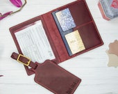 Personalized Passport cover and Luggage tags, Custom passport holder with pocket for Vaccination Card, Personalized Passport cover