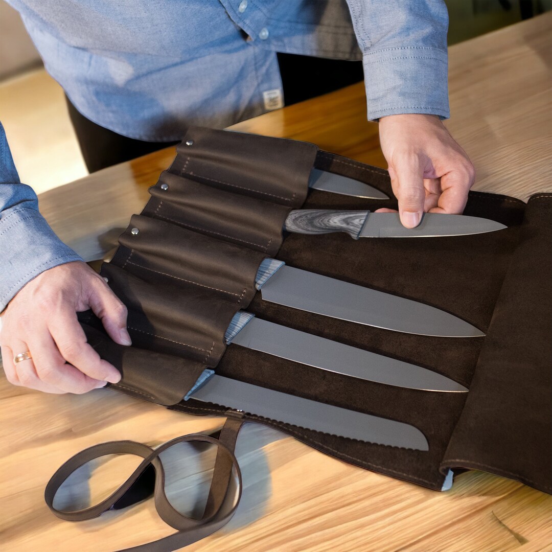 Handcrafted Personalized Chef Knife Roll Custom Leather Etsy