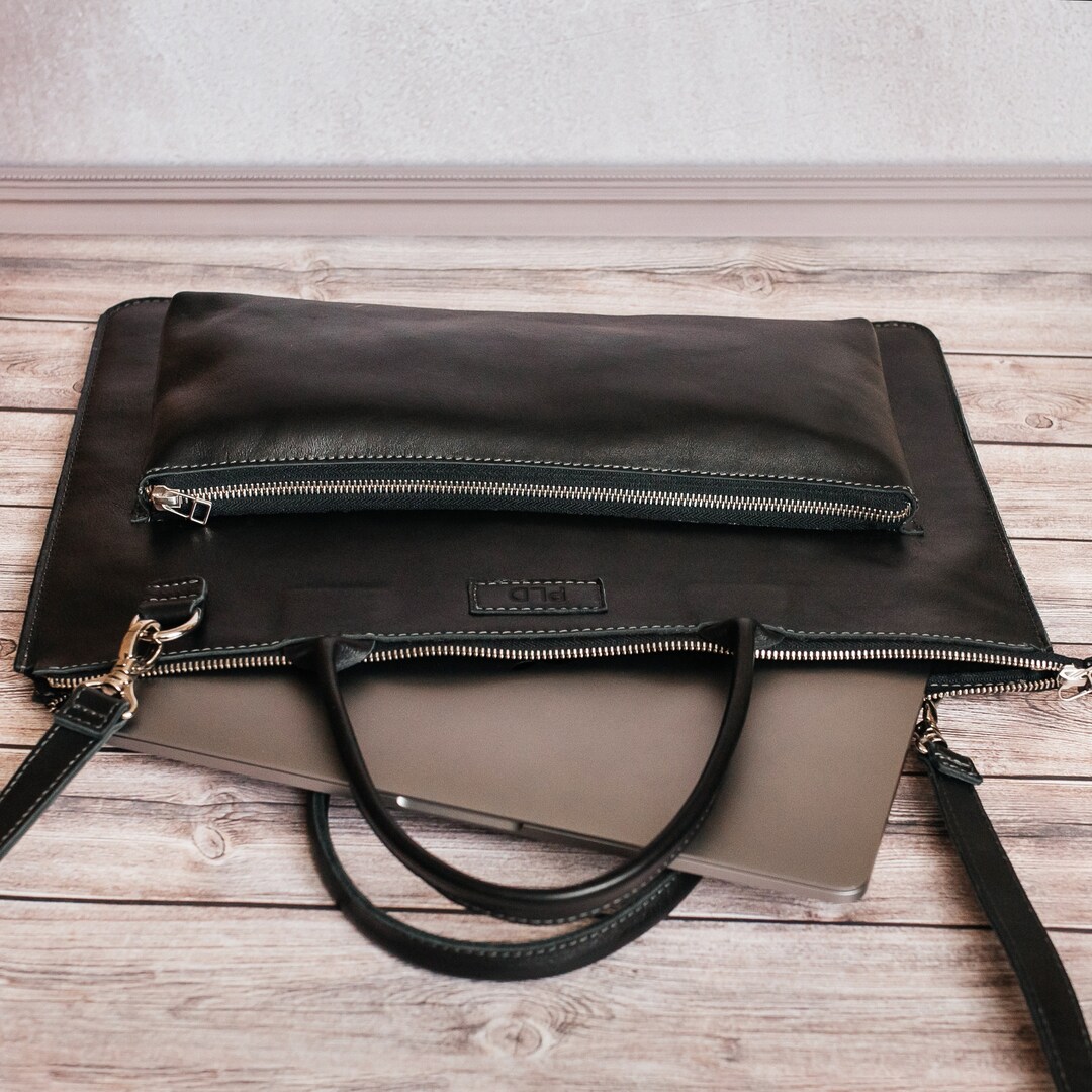 Personalized Leather Laptop Bag Handcrafted Shoulder Satchel Etsy