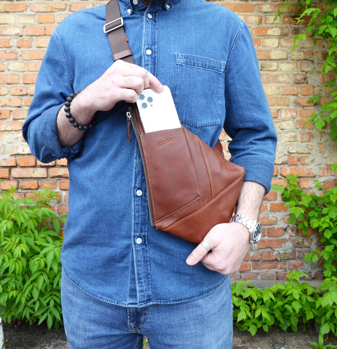 Leather Holster Bag Leather Fanny Pack Messenger Bag Men Etsy