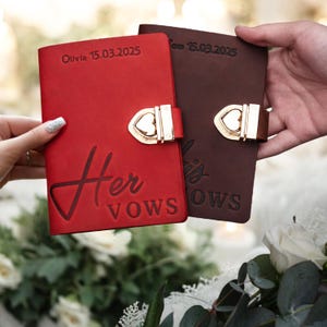 Personalized Leather Vow Book with Heart Clasp – Minimalist Design, High-Quality Paper, Custom Wedding Vows Booklet – Wedding Keepsake Gift