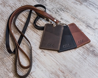 Genuine Leather ID Badge Holder Neck Strap Travel Lanyard Cross Body Bag Wallet Genuine Leather ID Badge Holder Neck Strap Travel Lanyard Cross Body Bag Wallet