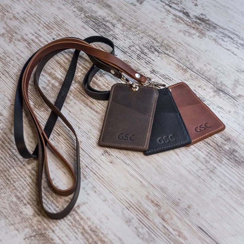 ID Holder Leather Lanyard