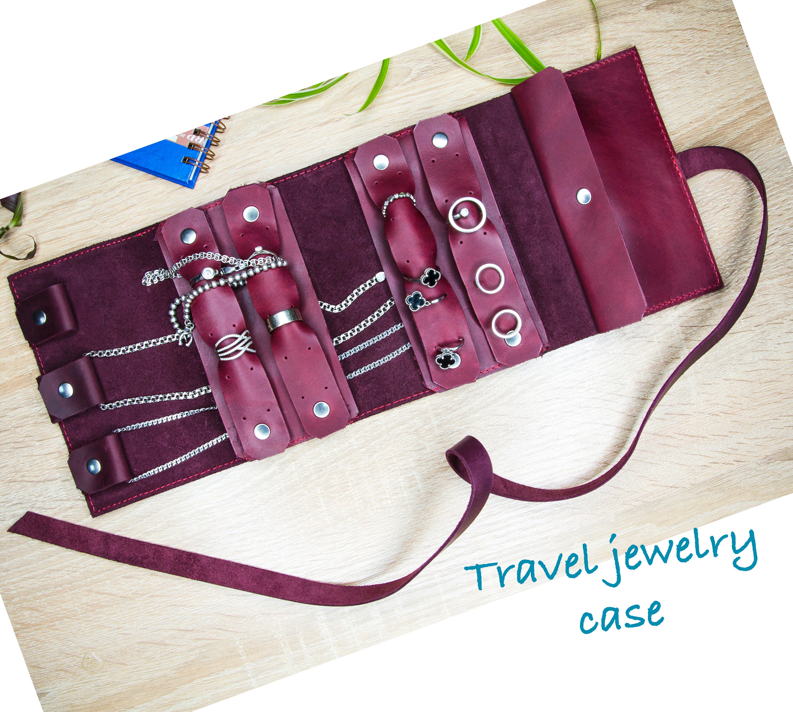 Jewelry roll travel case Leather jewelry roll Jewelry box Etsy