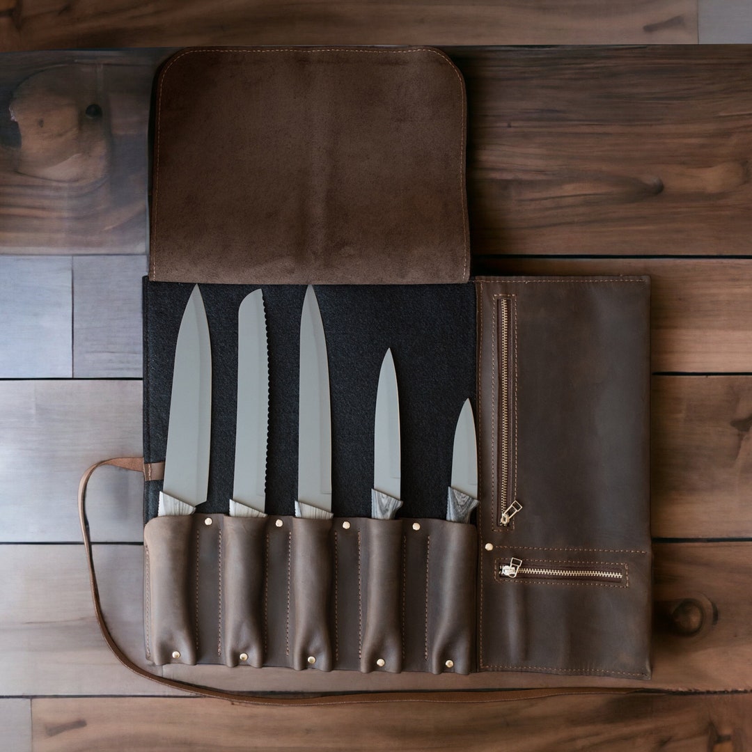 Custom Chef Knife Roll Handcrafted Leather Knife Bag With - Etsy
