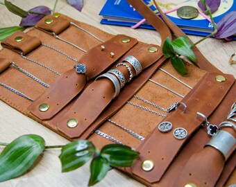 Handcrafted Leather Jewelry Organizer | Travel Jewelry Roll | Customizable Septum Jewelry Case | Unique Gift for Mother or Daughter