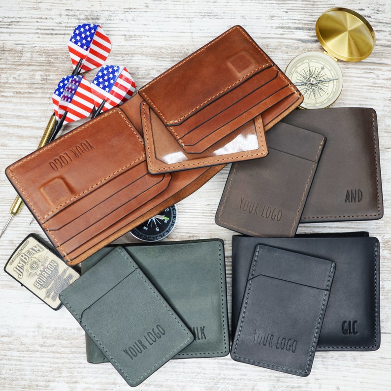 Mens Leather Wallet Personalized Leather Wallet Personalized Etsy