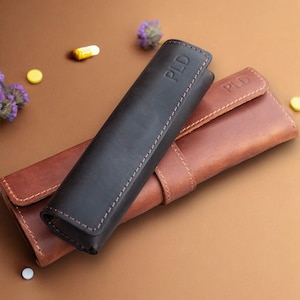 Monedero de cuero personalizado para medicamentos, pastillero semanal, estuche de viaje para pastillas, estuche para pastillas, soporte para tabletas de 7 días, estuche organizador de medicamentos