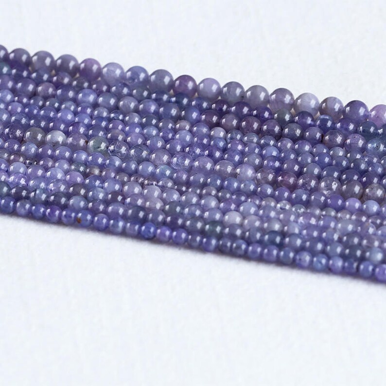 Natural Genuine Tanzania Dark Purple Blue Tanzanite Semi-precious stones Round Loose Small Beads 4mm 5mm 6mm 8mm 05307