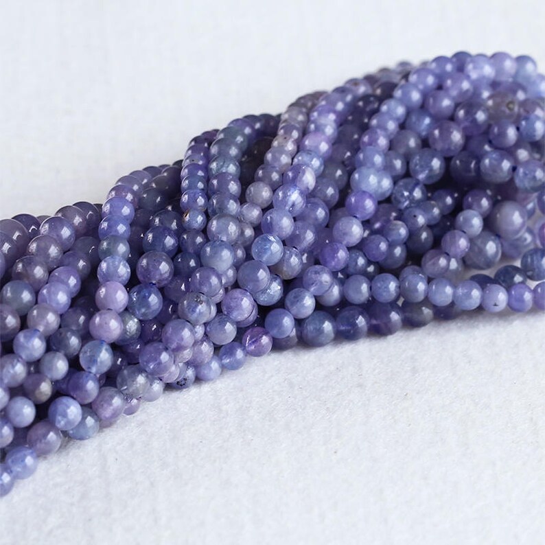 Natural Genuine Tanzania Dark Purple Blue Tanzanite Semi-precious stones Round Loose Small Beads 4mm 5mm 6mm 8mm 05307