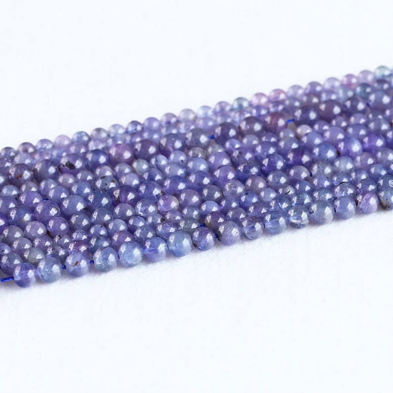 Natural Genuine Tanzania Dark Purple Blue Tanzanite Semi-precious stones Round Loose Small Beads 4mm 5mm 6mm 8mm 05307