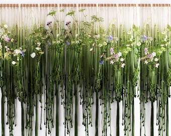 MEADOW FLOWERS Wall, Test Tube Wall, Plant Holder, Flower Panel Backdrop, Macrame Wall Hanging