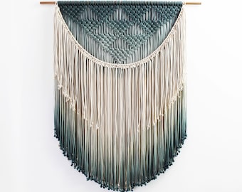 Fiber Art Wall Hanging, Dip Dyed Tapestry, Macrame Wall Art 'ELISA'