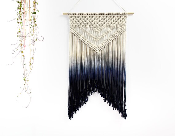 Navy Blue Wall Art Macrame Wall Hanging Wall Hanging Woven Etsy