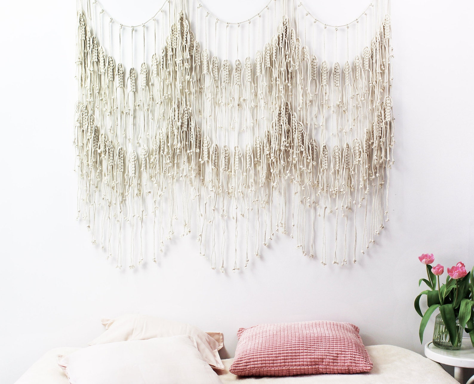 OVER BED Art Macrame Wall Hanging Navy Blue Wall Art Extra | Etsy