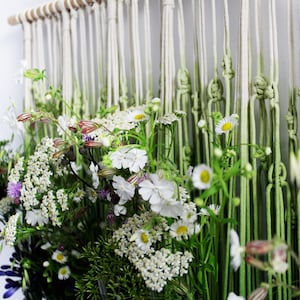 Pared de FLORES DE PRADO, Pared de tubo de ensayo, Soporte de planta, Telón de fondo del panel de flores, Colgante de pared de Macrame imagen 4