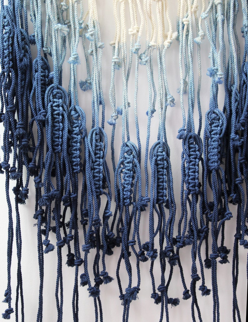 OVER BED Art Macrame Wall Hanging Navy Blue Wall Art Extra Etsy