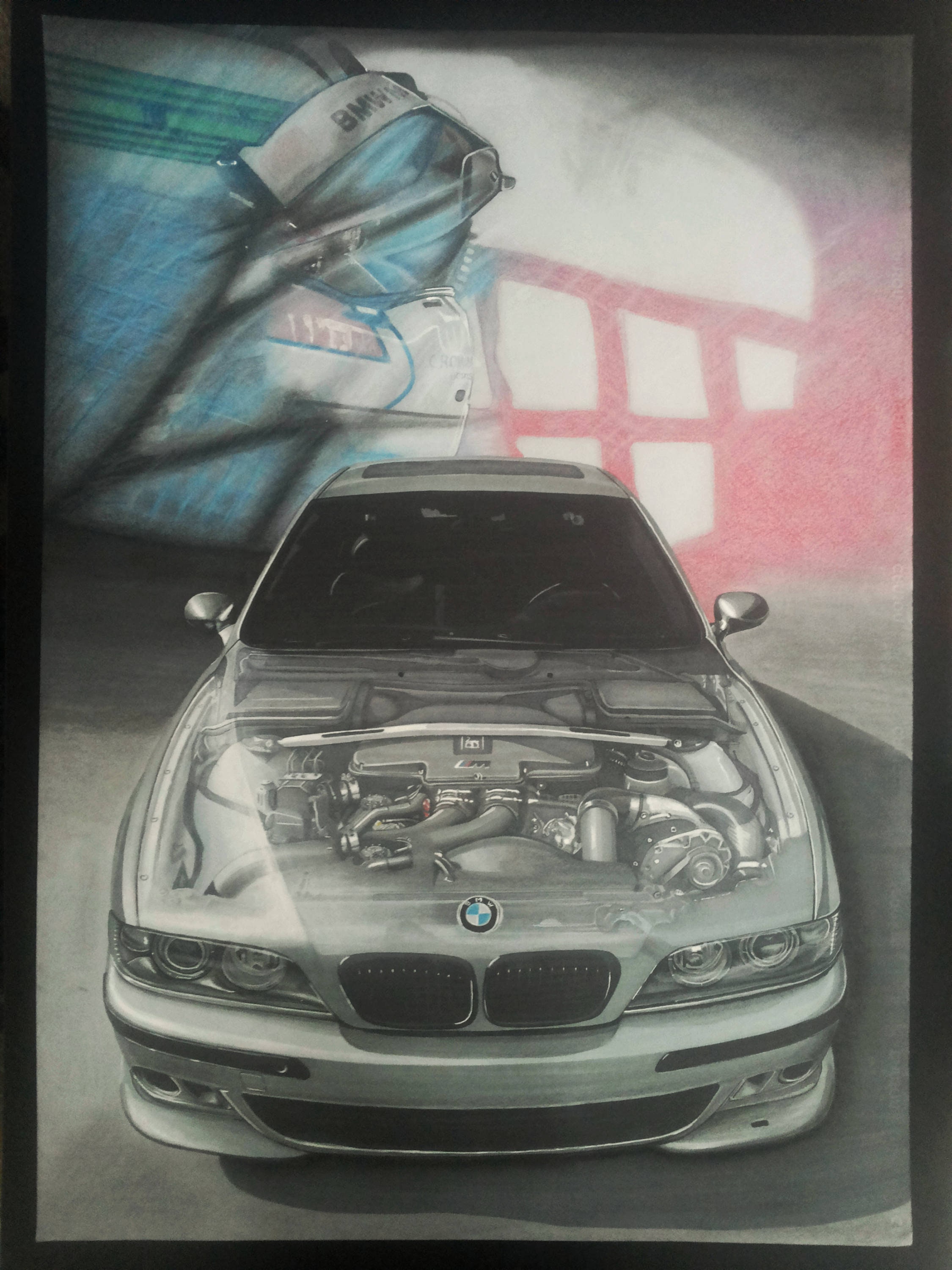 Bmw M5 9 Original Car Drawing Painting Motorsport Realistic Etsy Ireland