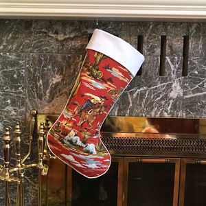 The Western Range Red Galloping Cowboy and Horse Christmas Stocking - Handmade in the USA