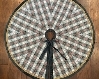 Handgemachter 34 Zoll karierter Taft Weihnachtsbaum-Rock-Made in den USA