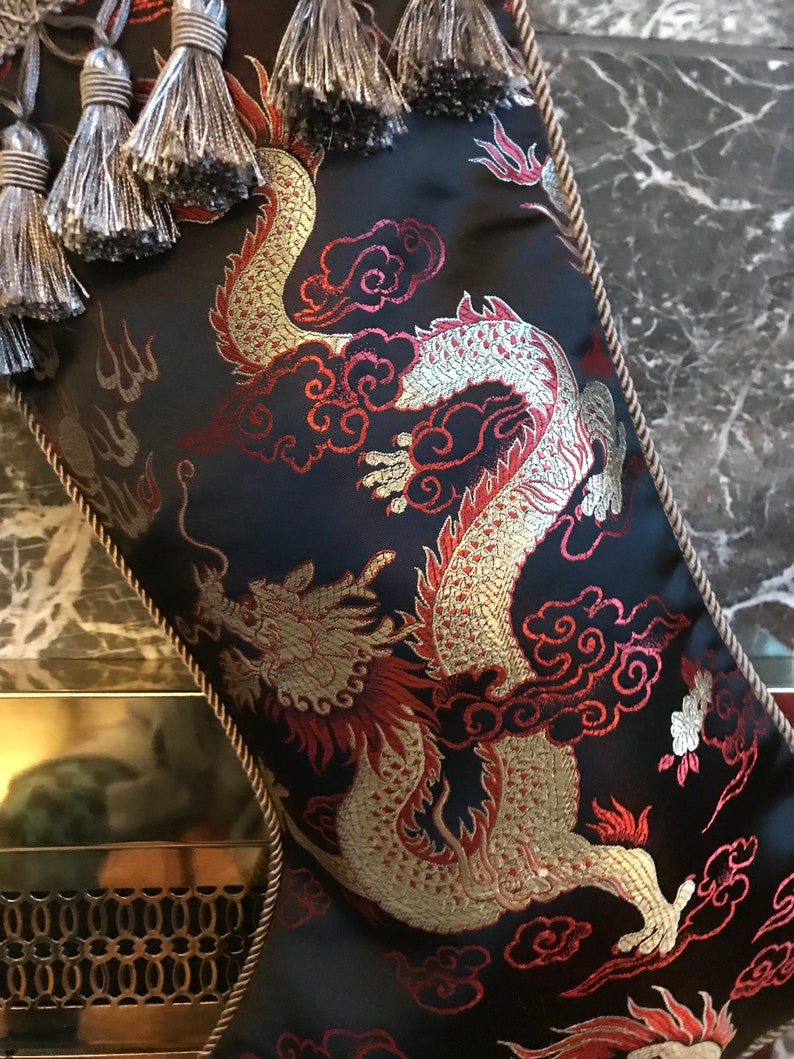 The Black Satin Dragon Christmas Stocking