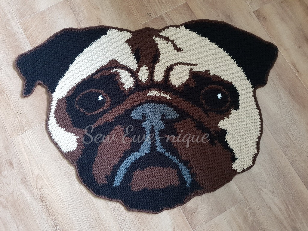 Pug rug dog mat finished with a non slip backing Etsy Pug rug dog mat finished with a non slip backing Etsy