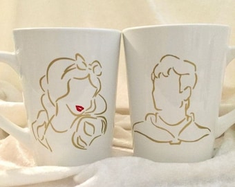 His and Her Disney Inspired Glassware Sets, Wedding, Engagement, Anniversary Bridal, Couple, Disney Gifts, Valentine's Day