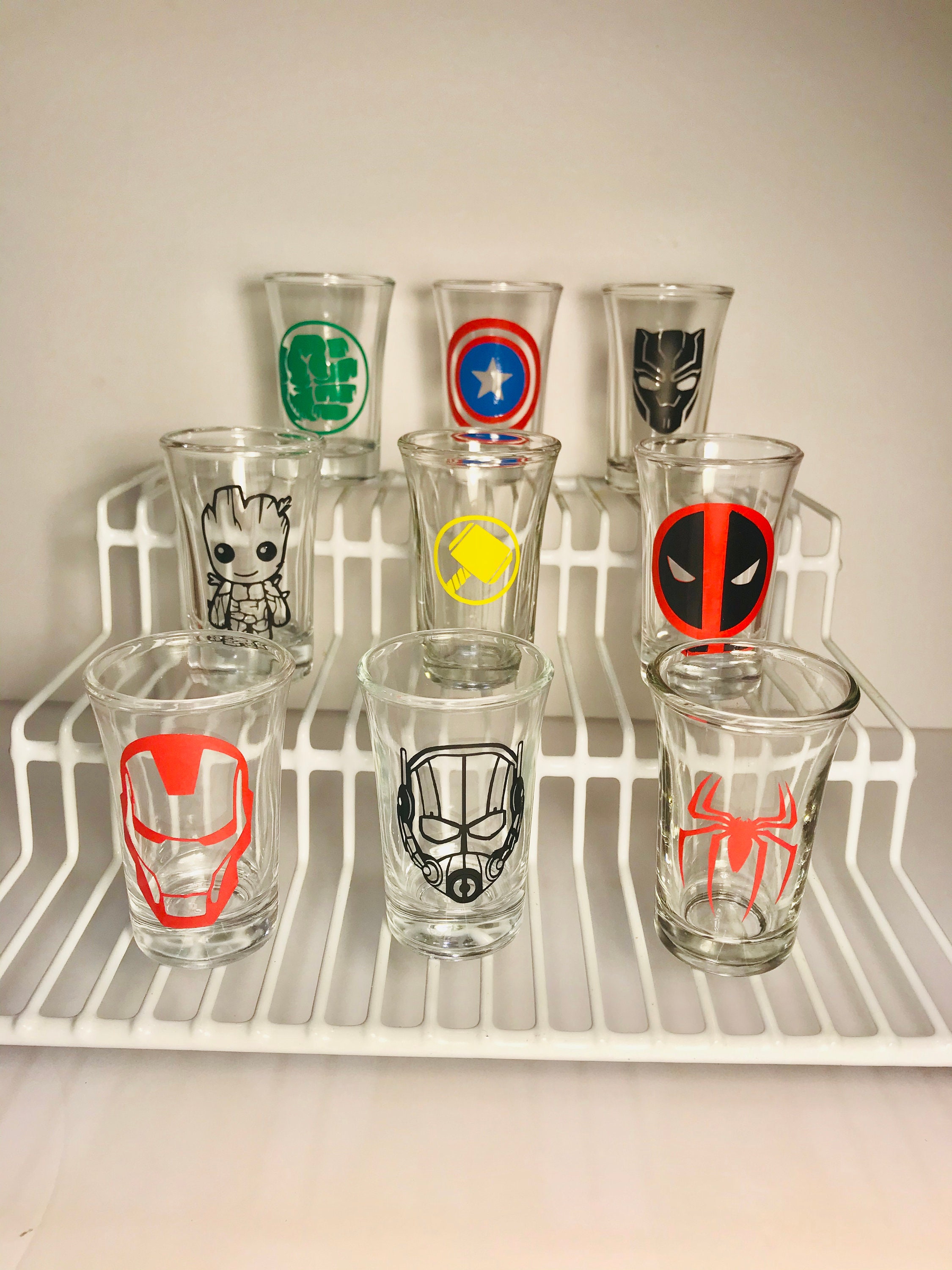 Marvel Shot Glasses Marvel Shots 21st Birthday Drinking Etsy