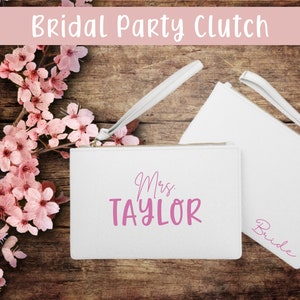 Custom Name Clutch-Bridal Party Gifts-Clutch Purse-Leather-Bridesmaid Gifts-Wedding Party Gifts-Cute Clutch Bag