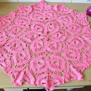 Pink crochet doily 30 inches, Handmade round tablecloth, Cotton centerpiece, Hand crocheted doily