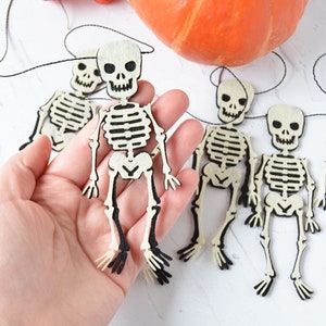 Halloween garland, Skeleton bunting, Spooky garland felt, Halloween decoration customizable image 3