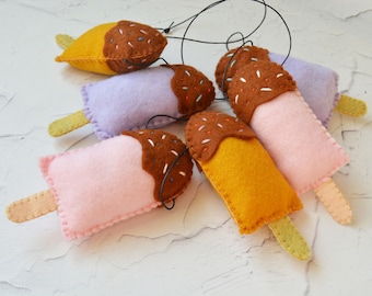 Felt Popsicle Garland, Summer Hanging Dessert Decoration, Whimsical Party Decor