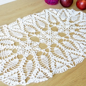 Hand crochet doily 25 inches, Holiday tablecloth, Lace table centerpiece, Rustic home decor