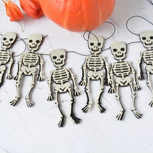 Halloween garland, Skeleton bunting, Spooky garland felt, Halloween decoration customizable image 6