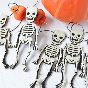 Halloween garland, Skeleton bunting, Spooky garland felt, Halloween decoration customizable image 7