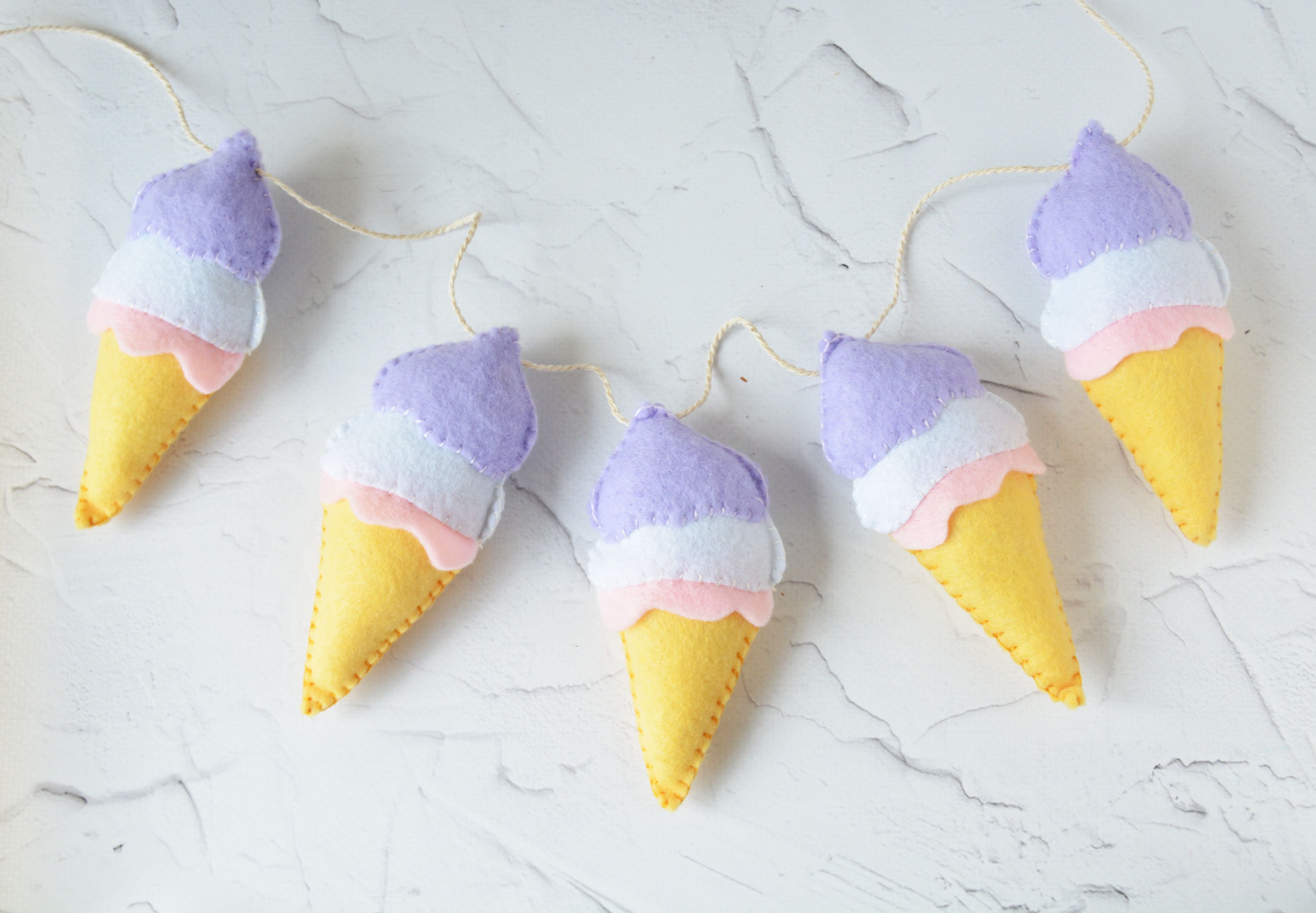 Ice cream cones bunting Nursery garland felt Baby room Etsy