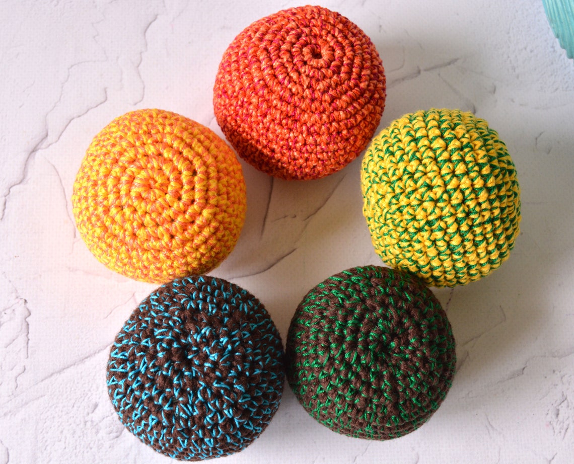 Crochet stress balls set of 5 Knitted play balls Stress Etsy