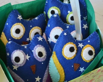 Felt owls for baby mobile set of 5, Woodland nursery mobile, Crib hanging toys