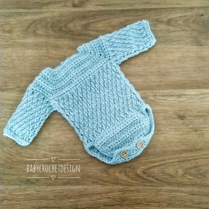 Patrón de crochet para mameluco de bebé alpino, tamaños desde prematuro hasta 2 años, descarga digital en PDF imagen 8