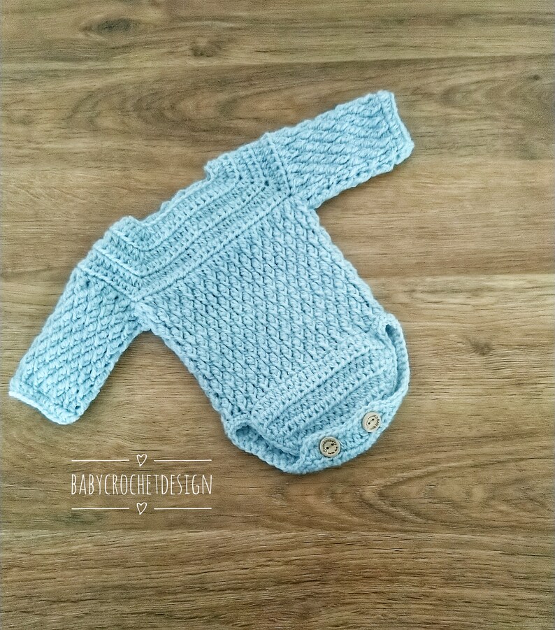 Patrón de crochet para mameluco de bebé alpino, tamaños desde prematuro hasta 2 años, descarga digital en PDF imagen 8