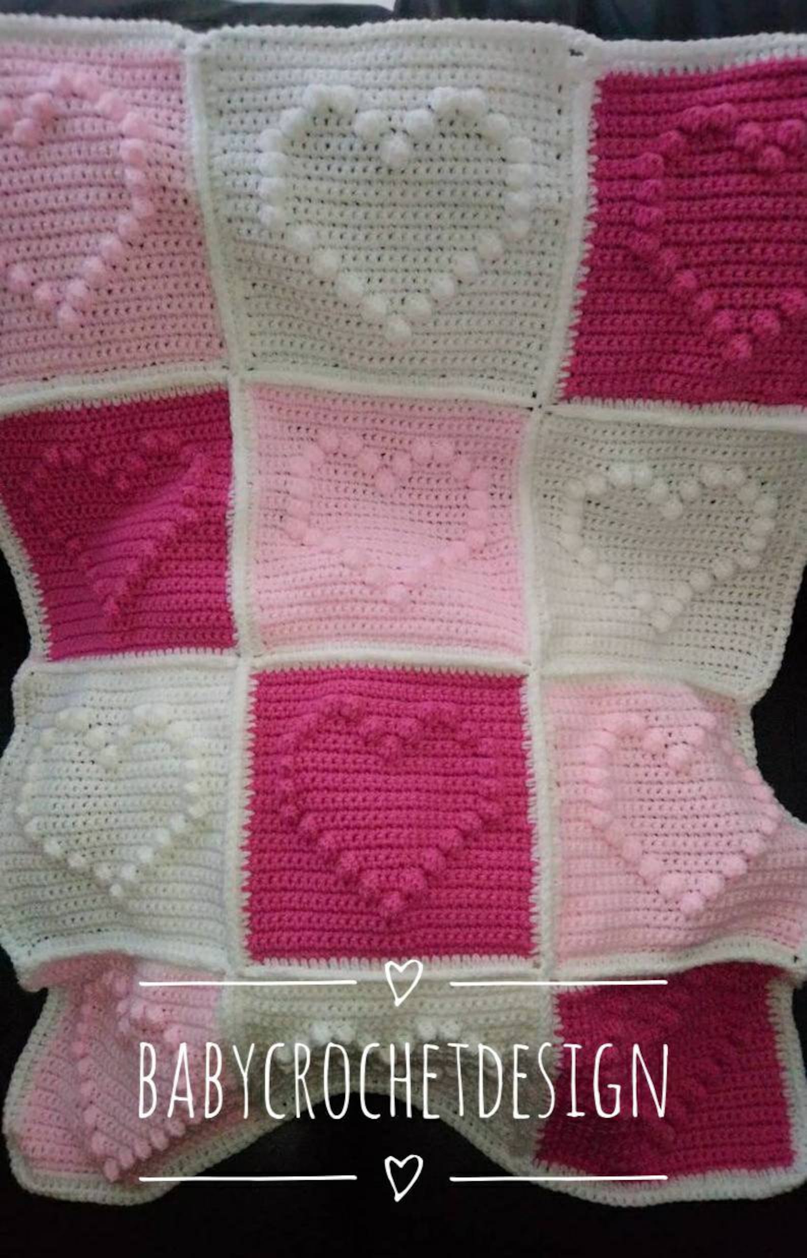 Crochet Bobble Heart Blanket Pattern Digital Download PDF Etsy
