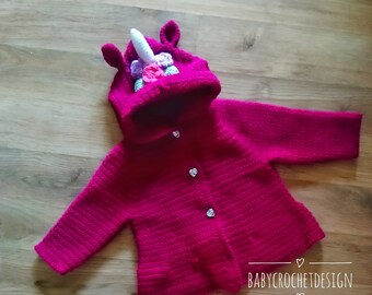 Child Size Unicorn Dreams Hooded Jacket Crochet Pattern Sizes 2-3, 3-4, 4-5, 5-6, 6-7 and 7-8 Years Digital Download PDF