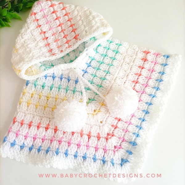 Rainbow Drops Poncho Crochet Pattern Sizes Newborn to Large Adult PDF Digital Download