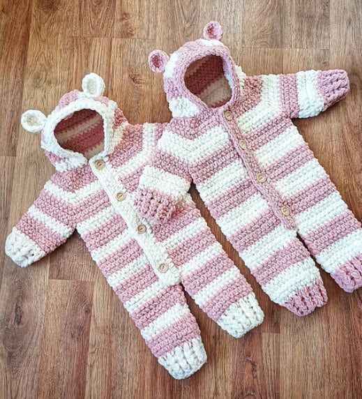 Snowbear Snowsuit Baby Romper One Piece Jumpsuit Crochet Pattern