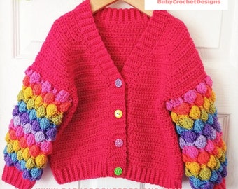 Bauble Cardigan Crochet Pattern Sizes 0-3 months to 10 years Digital Download PDF