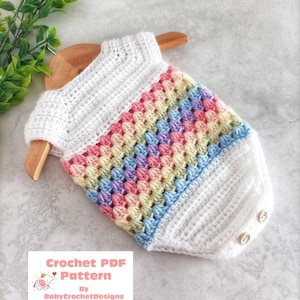 Granny Splash Romper Crochet Pattern in sizes Preemie to 2 Years PDF Digital Download