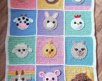 Farmyard Blanket Crochet Pattern PDF Digital Download